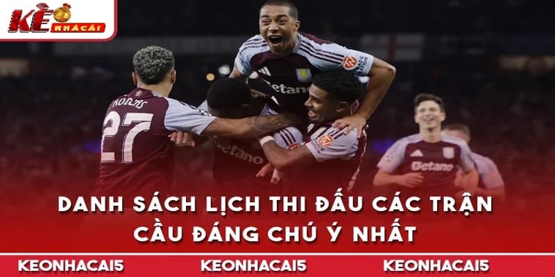 Danh sách Lịch thi đấu bóng đá các trận cầu đáng chú ý nhất